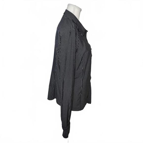 Express Women's XL Black and White Striped Button-Up Blouse - Picture 3 of 8